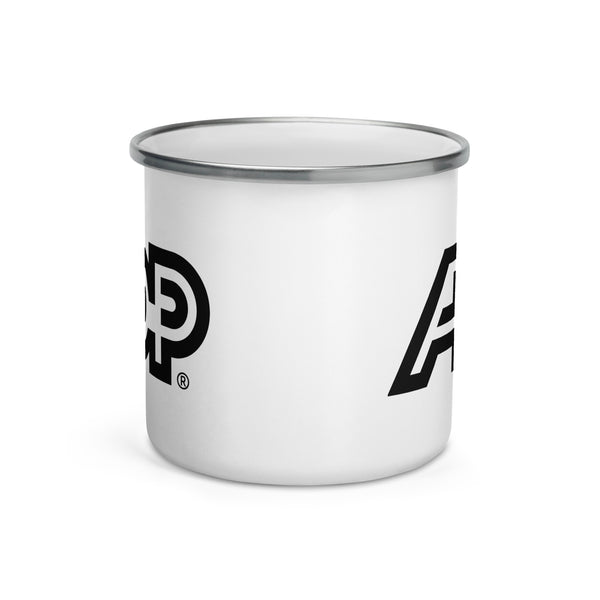 12oz Enamel Camping Mug (White) - ADP (Black)