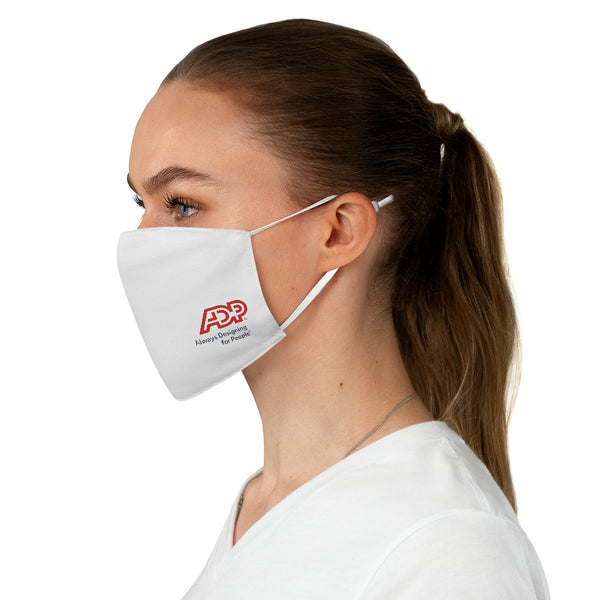 ADP with Tagline White Fabric Face Mask
